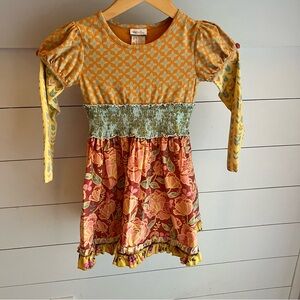 Matilda Jane Yellow and Pink Floral Girl’s Dress Soft Knit Bodice Size 6